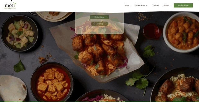 Restaurant website redesign for Moti Modern Indian Kitchen